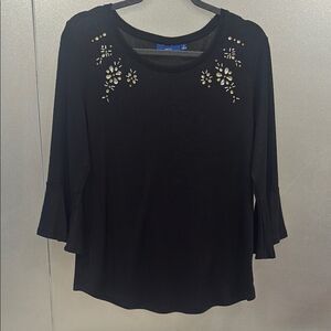 Apt. 9 Black Flutter Sleeve Blouse